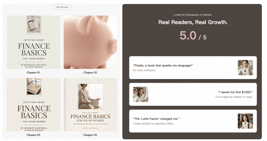 Professional A+ Content—the rich images, comparison charts, and stylized quotes