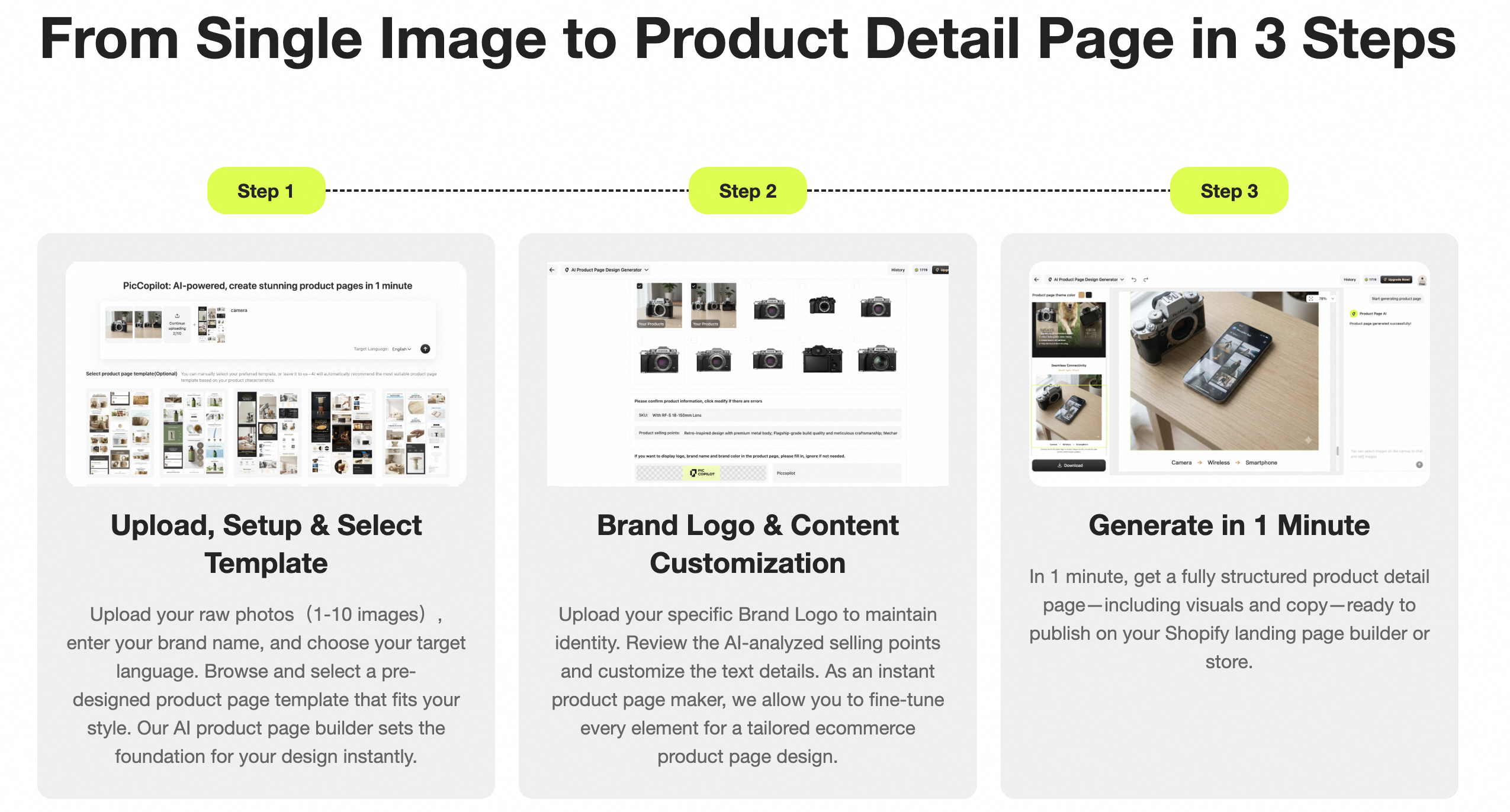 [📸 Image Placeholder: Screenshot of the Product Listing Page editor interface, highlighting the template selection and download button]
