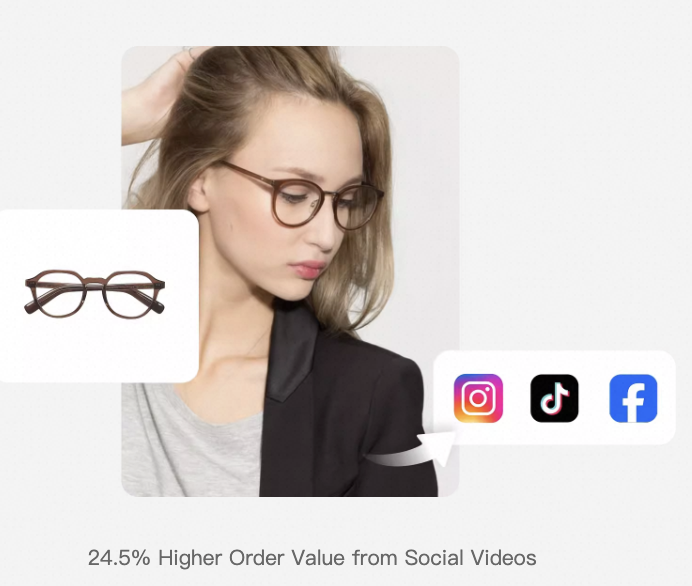 ai glass on model image for social media